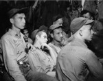 Enlisted crewmen of carrier Ticonderoga being briefed in their ready room prior to an air strike on Manila Bay, Philippine Islands in the following morning, 4 Nov 1944