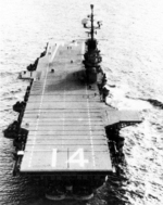 Aft view of USS Ticonderoga, circa 1955