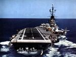 Aft view of USS Ticonderoga, 1957-1958