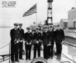The officers of the newly commissioned USS Tunny, Mare Island Naval Shipyard, Vallejo, California, United States, 1 Sep 1942