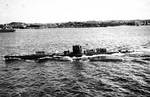 German U-boat, probably U-47, photographed from battlecruiser Scharnhorst, circa late 1939