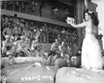 Hula dancers entertain returning Japanese-American veterans of US 442nd Regimental Combat Team aboard Victory Ship USS Waterbury Victory, Honolulu, US Territory of Hawaii, 9 Aug 1946; photo 2 of 7