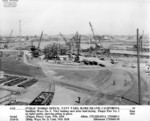 View of Ways 3 and 4 at Mare Island Navy Yard, Vallejo, California, United States, 30 Jun 1941; note hull section for future USS Wahoo at left of photo