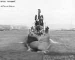 Stern view of USS Wahoo, Mare Island Navy Yard, Vallejo, California, United States, 14 Jul 1943