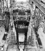 USS Washington under construction, Philadelphia Naval Shipyard, Pennsylvania, United States, circa late 1938
