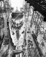 Battleship Washington under construction, Philadelphia Navy Yard, Pennsylvania, United States, 6 Jan 1939