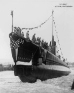 Whale shortly after launching, Mare Island Navy Yard, Vallejo, California, United States, 14 Mar 1942