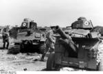 Germans inspecting captured French S35 medium tanks, France, May or Jun 1940
