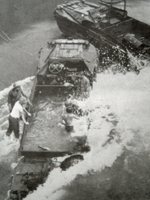 DUKW being swamped in heavy surf, date unknown