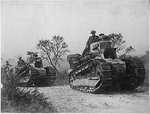 American troops with FT-17 light tanks moving toward the Argonne Forest, France, 26 Sep 1918