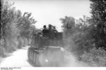 German Grille self-propelled gun traveling on a road, Italy, 1944