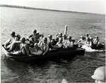 Ford GPA amphibious jeep with M100 trailer in water, date unknown