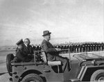 US President Franklin D Roosevelt surveying troops on Malta in Dwight Eisenhower