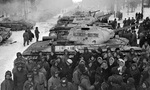 Russian farmers symbolically handing over KV-1S tanks built with their donations to Soviet tankers, Moscow, Russia, 10 Dec 1942