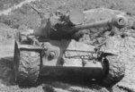 M46 Patton medium tank of US 1st Marine Tank Battalion, Korea, 1952; note 18-inch searchlight