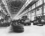 Men working on M3 tanks at the Detroit Arsenal Tank Plant, Warren, Michigan, United States, circa 1940-1942