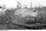 Unloading a Marder I tank destroyer from a train car, Belgium or France, 1943-1944, photo 02 of 10
