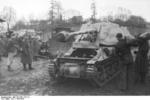 Unloading a Marder I tank destroyer from a train car, Belgium or France, 1943-1944, photo 04 of 10