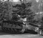 Neubaufahrzeug tank on the side of a road in Norway, Apr-May 1940