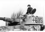 Tank commander and his Panzer IV tank of German 12th SS Panzer Division 