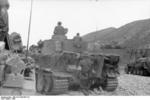 German Tiger I heavy tank and SdKfz. 251 halftrack vehicle in Tunisia, 1943