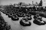 French-built R35 light tanks in Romanian service on parade, circa 1940s