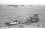 German soldier sleeping near his R75 motorcycle, Crimea, Russia (now Ukraine), May 1942