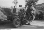 German troops and R75 motorcycle deployed in support of the Gran Sasso raid to free Benito Mussolini, Abruzzo, Italy, 13 Sep 1943