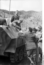 German and Romanian officers reviewing a map, southern Ukraine, Jan 1944