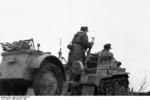 SdKfz 2 Kettenkrad vehicle laying communications cable, Soviet Union, Feb-Mar 1944