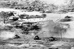 Sherman tanks of US 6th Marine Division at Naha, Okinawa, Japan, 27 May 1945