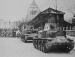 Type 92 Jyu-Sokosha tankettes on parade, 1930s