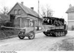 7.5 cm PaK 40 being towed by a tracked vehicle, Northern France, Oct 1943