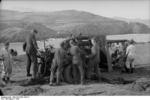 German Army 8.8 cm FlaK 36 gun being mounted onto its carriage, southern France, 1942, photo 2 of 3