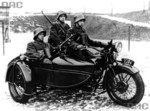 Men of Polish 10th Motorized Cavalry Brigade, 1938; note Browning wz. 1928 automatic rifle mounted on side car of Sokól 1000 motorcycle