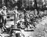 US Marine Corps officer candidates operating Browning Model 1917 heavy machine guns at Marine Corps Base Quantico, Virginia, United States, 1941-1942