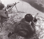 Russian soldiers fighting with a Degtyaryov Pekhotny 