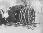 Ehrhardt 7.5 cm field gun on sled transport during exercises, Norway, 1904, photo 2 of 2