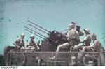 German truck-mounted Flakvierling 38 anti-aircraft gun and crew near Mount Etna, Sicily, Italy, circa 1943