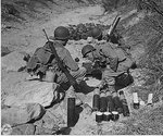 US Army troops training with 81mm M1 mortar, Camp Carson, Colorado, United States, 24 Apr 1943; note M1 Carbine