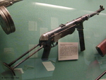 MP 40 submachine gun on display at the West Point Museum, United States Military Academy, West Point, New York, United States, 22 Sep 2007