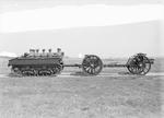 British Dragon light artillery tractor towing an Ordnance QF 4.5 inch Howitzer, circa 1933