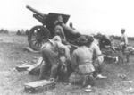 Type 96 15 cm howitzer in action, date unknown