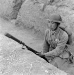 Chinese soldier with a ZB vz. 24 rifle with rifle grenade launcher, circa 1930s