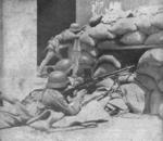 ZB vz. 26 light machine gun team of Chinese 87th Division at a barricade in the street of Shanghai, China, Sep-Oct 1937, photo 2 of 2