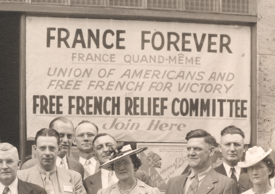 'France Forever' poster at a railroad workers gathering in Denver, Colorado, United States, 16-19 Jul 1942
