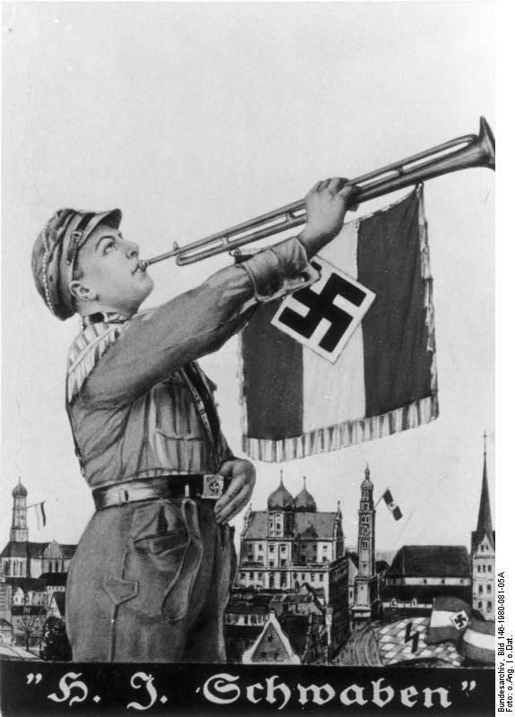 Nazi Party Hitler Youth recruiting poster 'H. J. Schwaben'