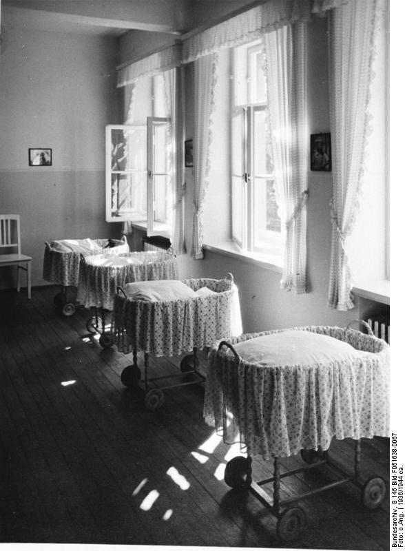 Infant room at a Lebensborn facility, Germany, 1936; photo 2 of 2