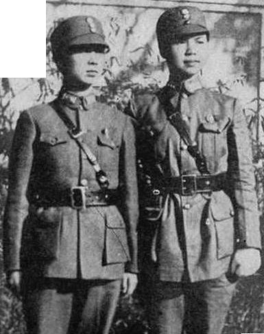 Deputy Commander Wang Huizhen and Commander Ruan Bingkun of Chinese Army Guangdong Young Women's Auxiliary Battalion, date unknown