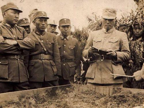 Chinese Army officers meeting in the field, China, circa 1940s